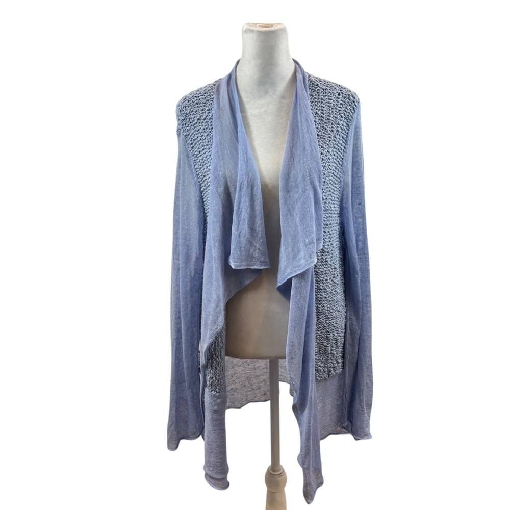 Chico's Size 2 Flap Front Kyanite Blue Tweed Cathleen Cardigan‎ Sweater Women’s